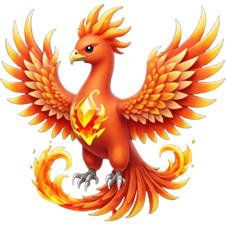 Pokemon legendary laranja and red crystal moltres emoji