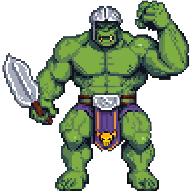Joe Fixit gray Hulk, Gladiator Hulk with helmet, and Banner-Hulk merged form in 8-bit arcade style emoji