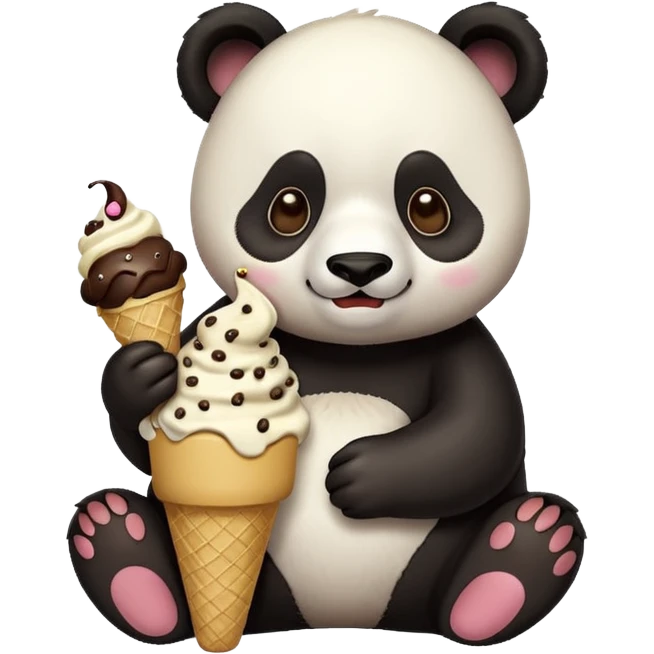 Panda eating ice cream emoji