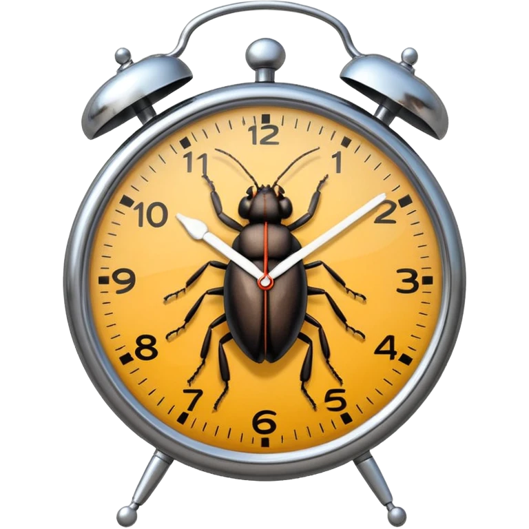 confused clock with a bug crawling on it, representing a timezone bug emoji emoji