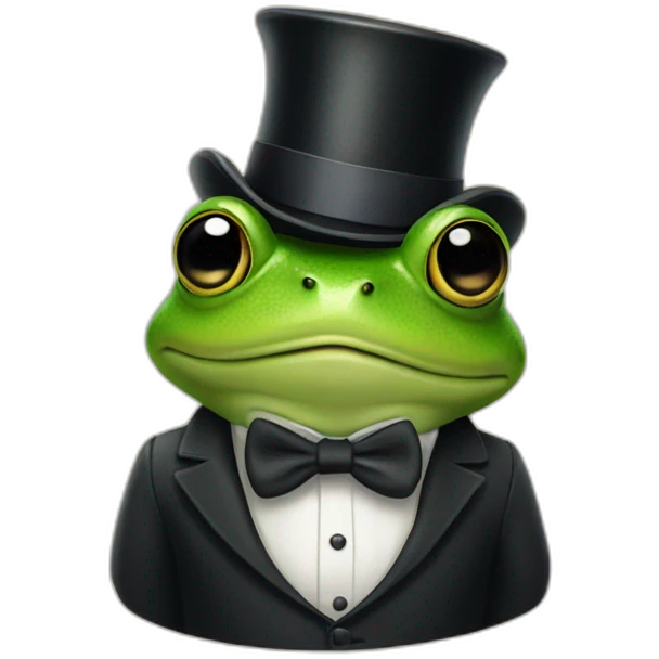 frog wearing a top hat emoji