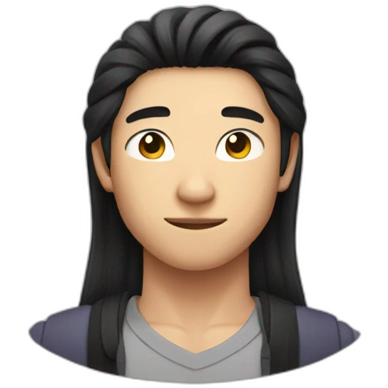 Muscular Chinese teen guy with middle part black and slightly curvy hairs emoji