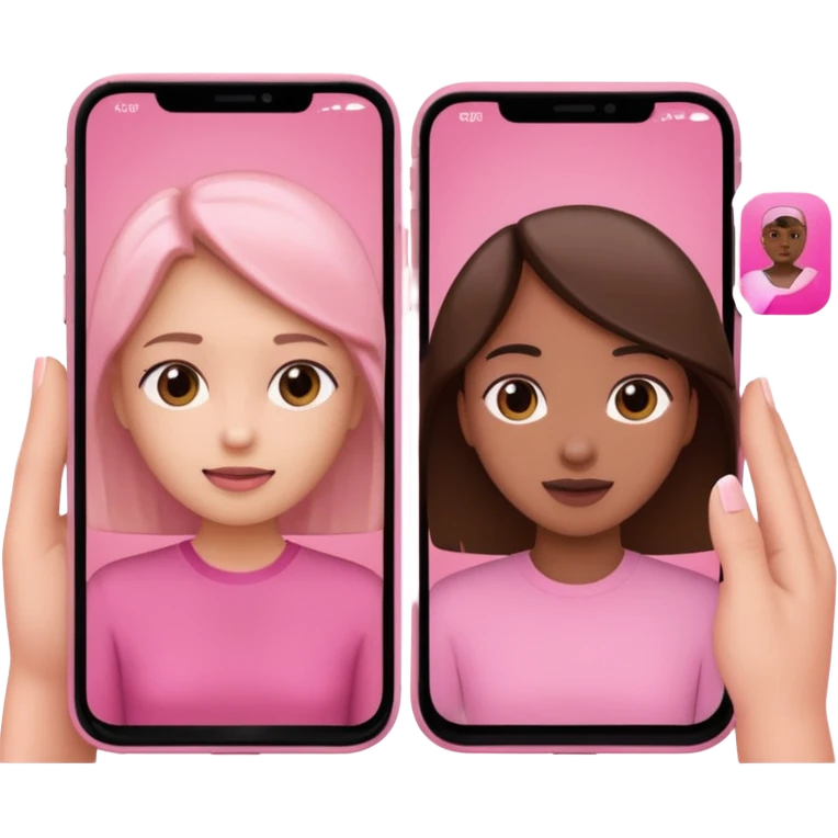 pink video call between 2 people on different phone emoji
