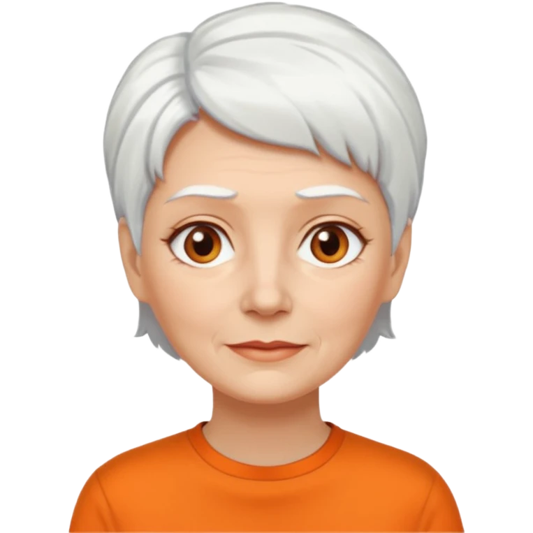 older white haired woman with orange shirt short white hair emoji