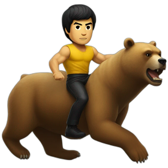 Bruce lee riding a bear emoji