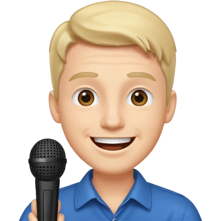 happy man speaks into the microphone emoji