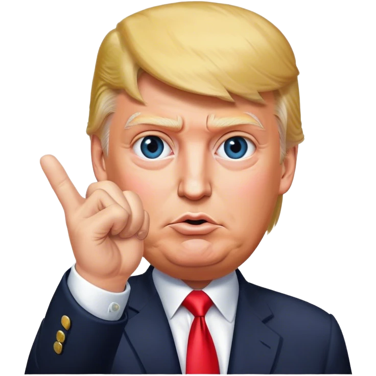 Super realistic Donald Trump pointing index finger up, realistic face emoji
