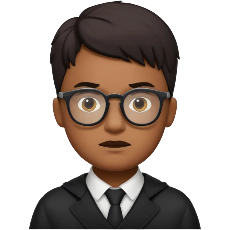edgelord nerd, dramatic and moody, with glasses and dark clothing, fun emoji style emoji