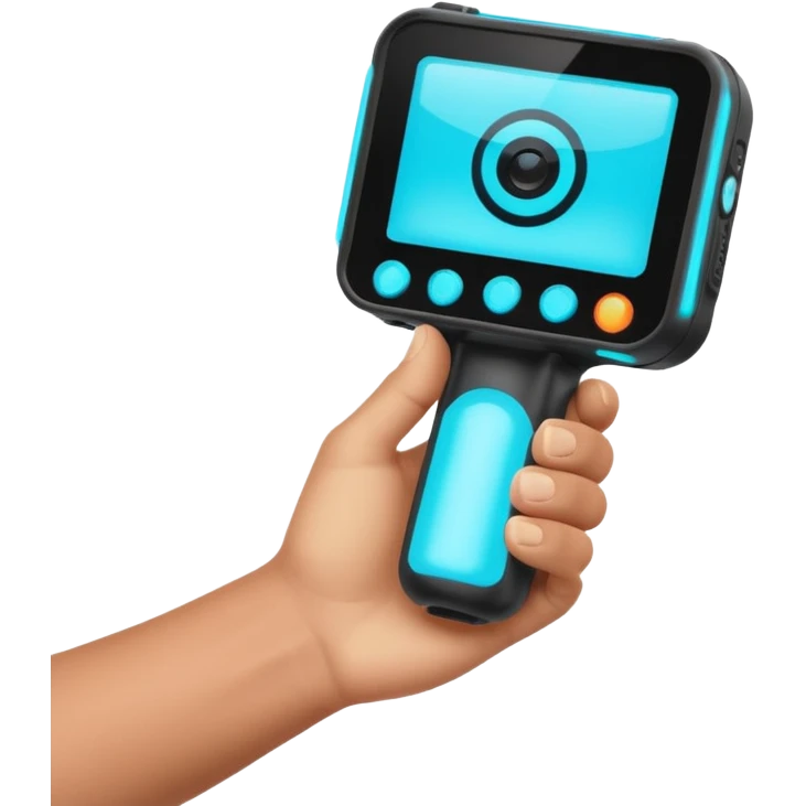 A hand with a thermal camera effect, cyan color emoji