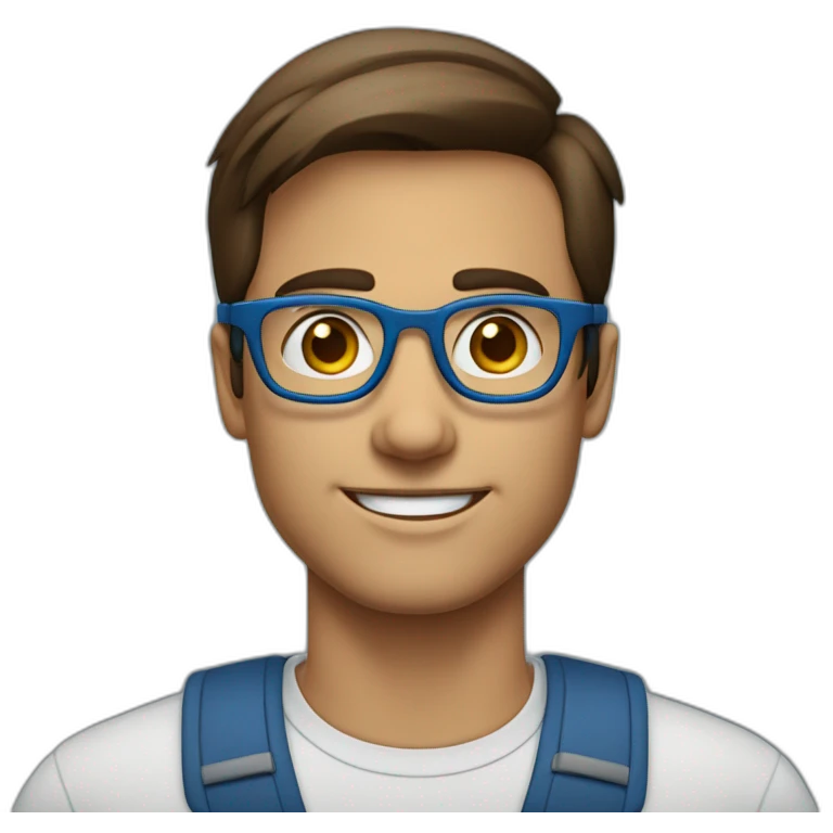 Homme brun aux yeux bleu avec lunette emoji