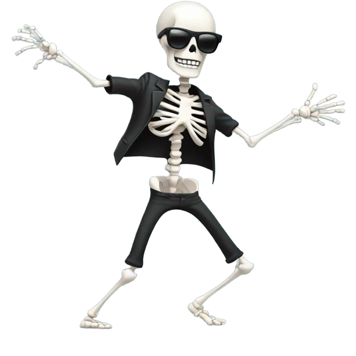 Skeleton with sunglasses goofy dancing emoji