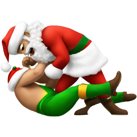 Santa wrestling an elf  emoji