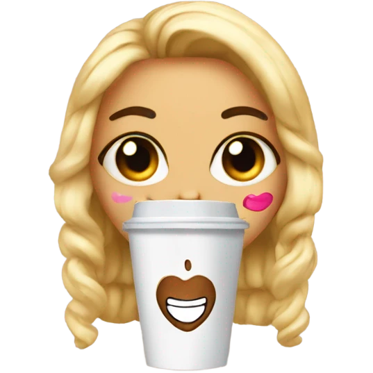 emojie w lashes n lipgloss holding a coffee emoji