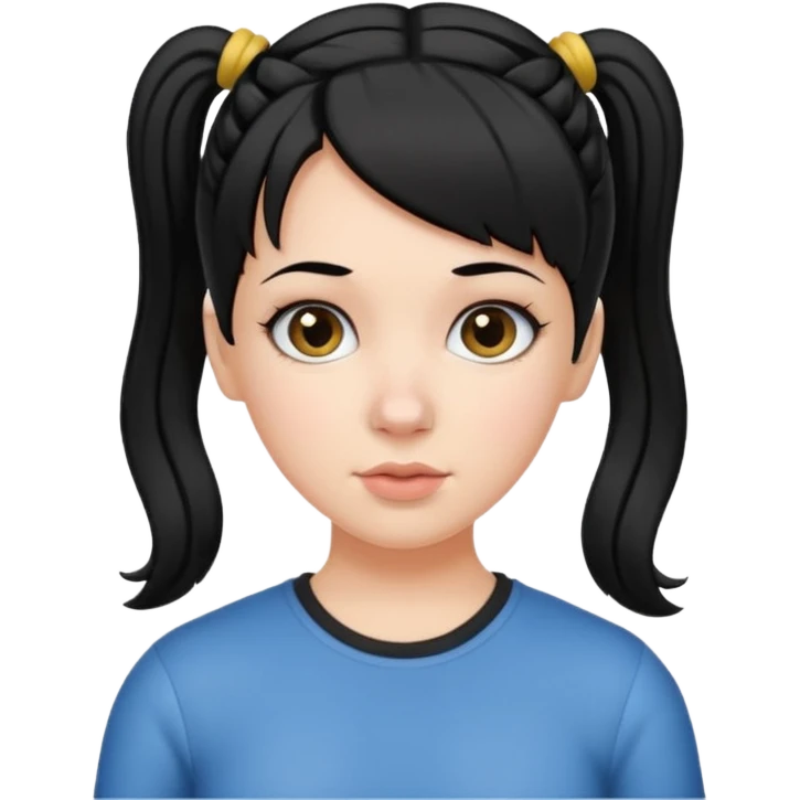 white girl with pig tails haircut black emoji
