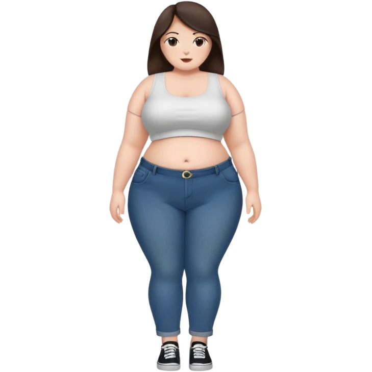ssbbw. Full body. Dark Brown hair, belly revealed emoji