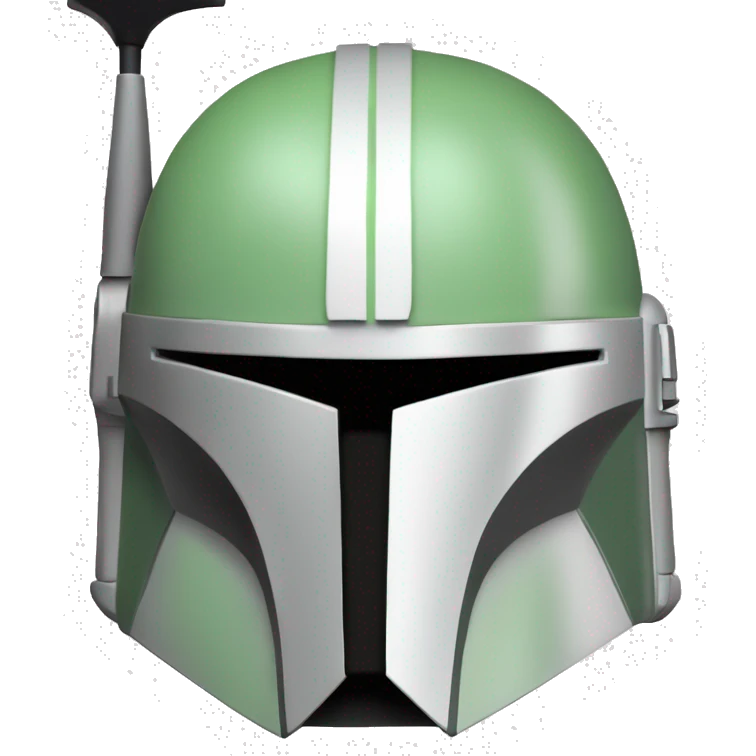 Light green and white colored Mandalorian helmet with antenna emoji