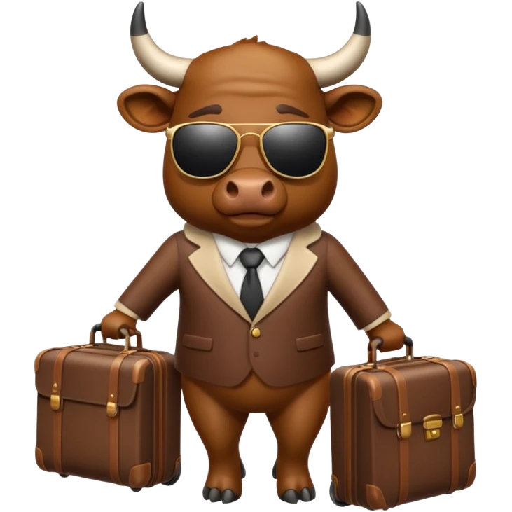 generate an emoji of a bull that is travelling. maybe wearing sunglasses or drinking a drink or carrying a suitcase emoji
