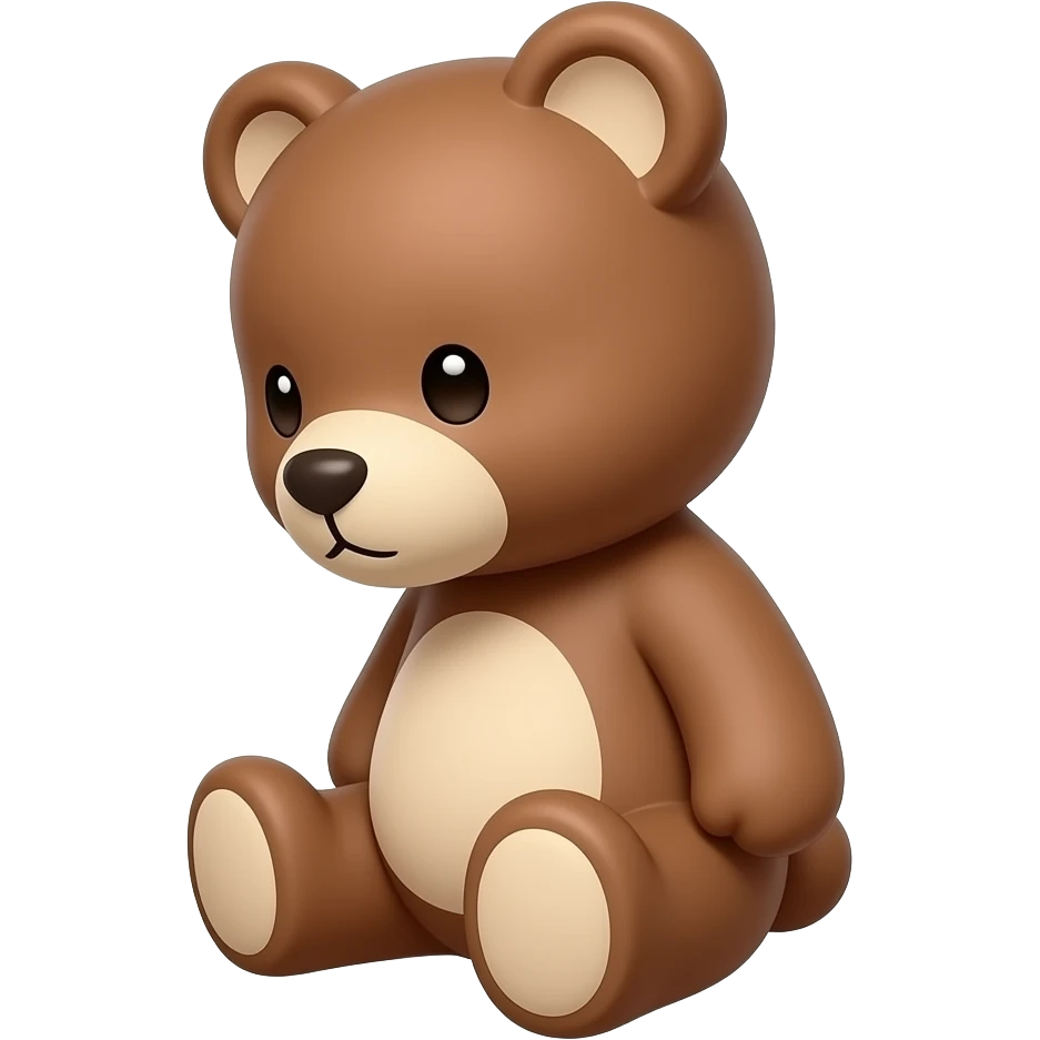 A brown teddy bear half body giving look like shy hinata from naruto sideways looking male bear, he shy and looking down emoji