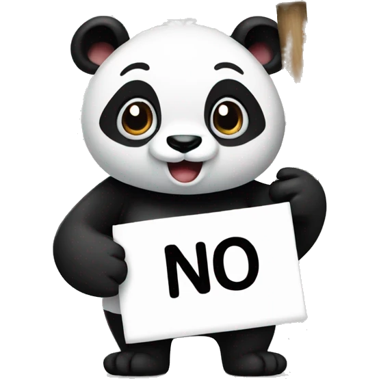 Panda holding a sign that says no emoji