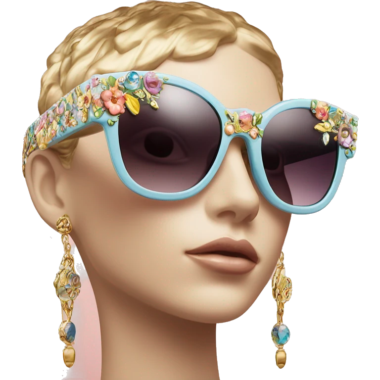 Dolce and Gabbana sunglasses with colourful pastel ornament and golden detais  emoji