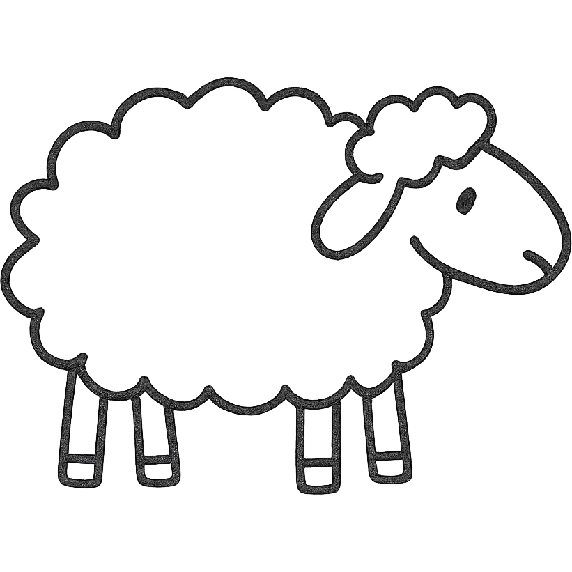 hand-drawn outlined sheep icon emoji