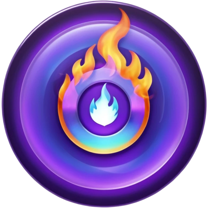 A CD disc with a fiery design, purple fire emoji