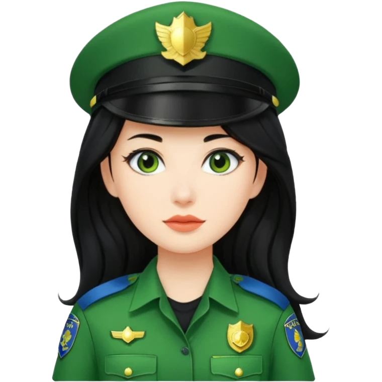 Female POLICE IN green, long black hair emoji