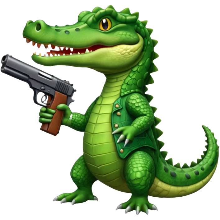  Crocodile with gun emoji