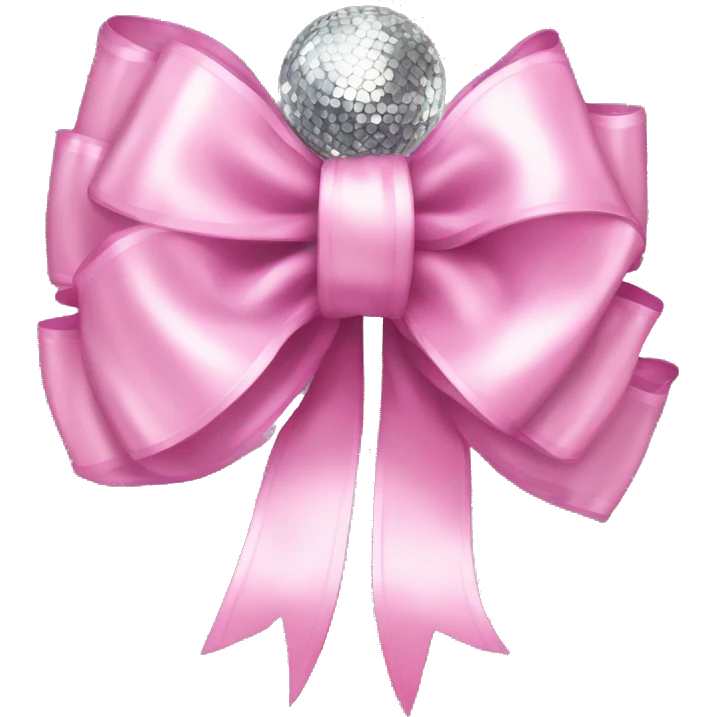 Disco ball light pink bow emoji