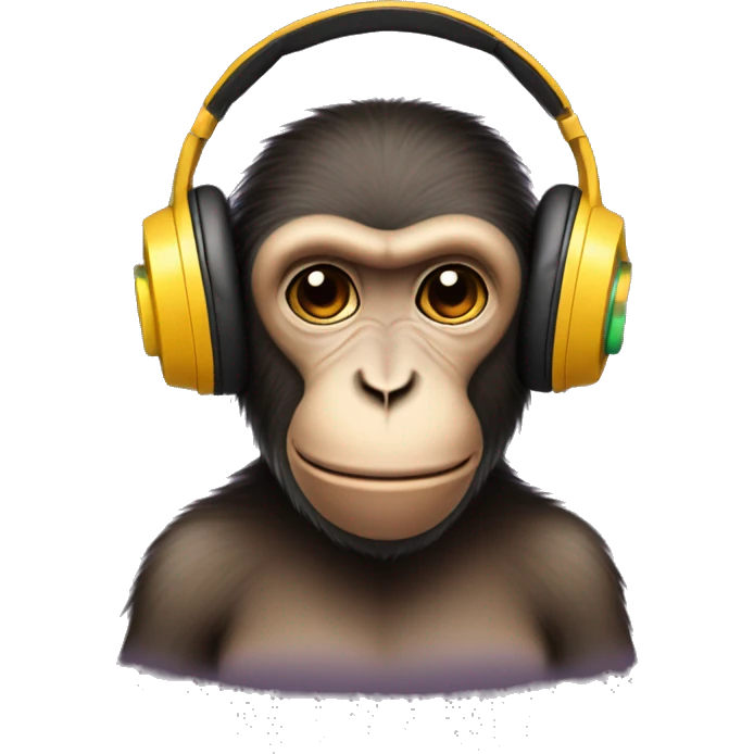 Monkey listening to music with headphones in emoji