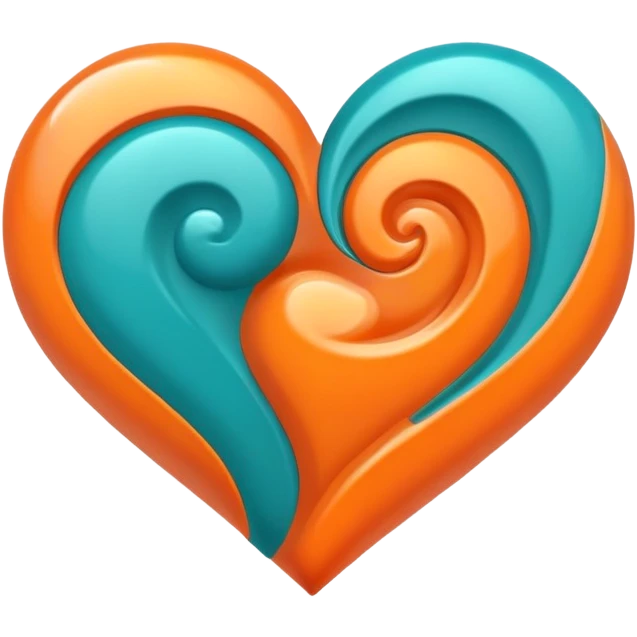 heart with teal and orange swirls emoji