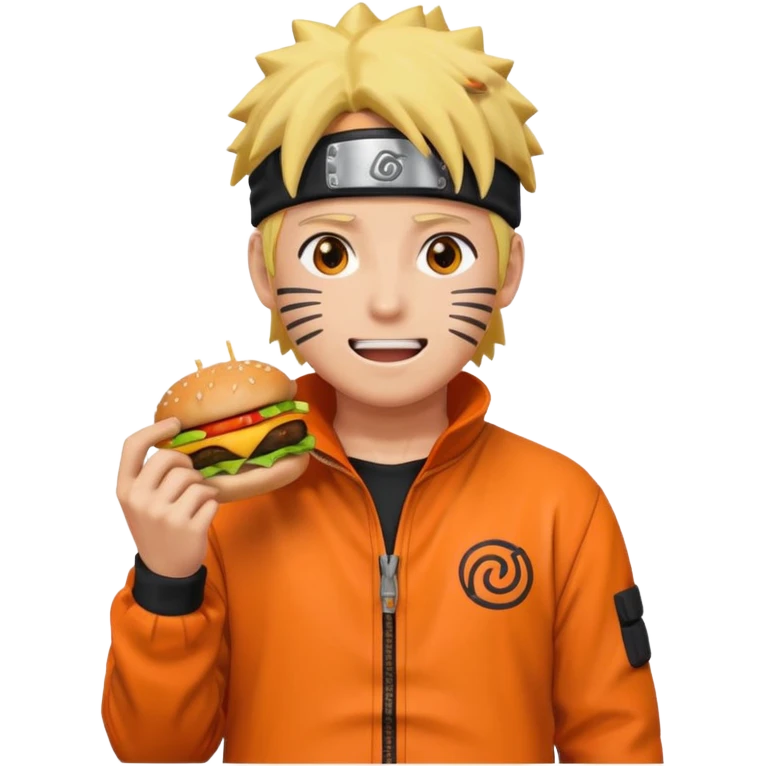 Naruto eating burger emoji