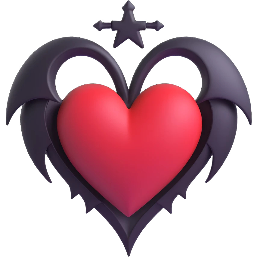 mysterious gothic heart, no moon emoji