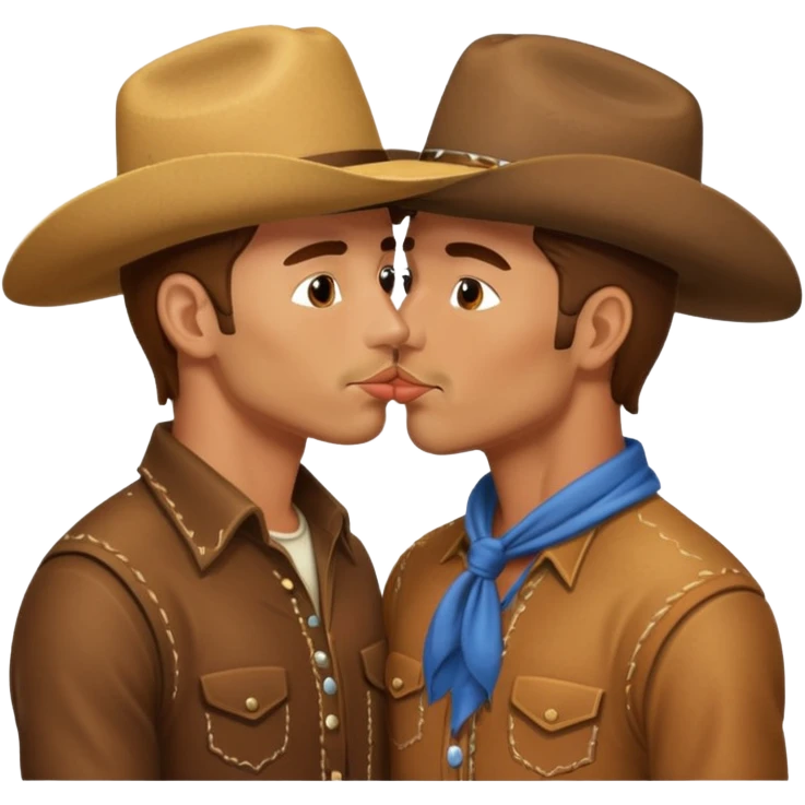 two cowboys, both men, kissing emoji