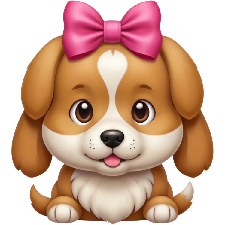 Un perro con un moño emoji