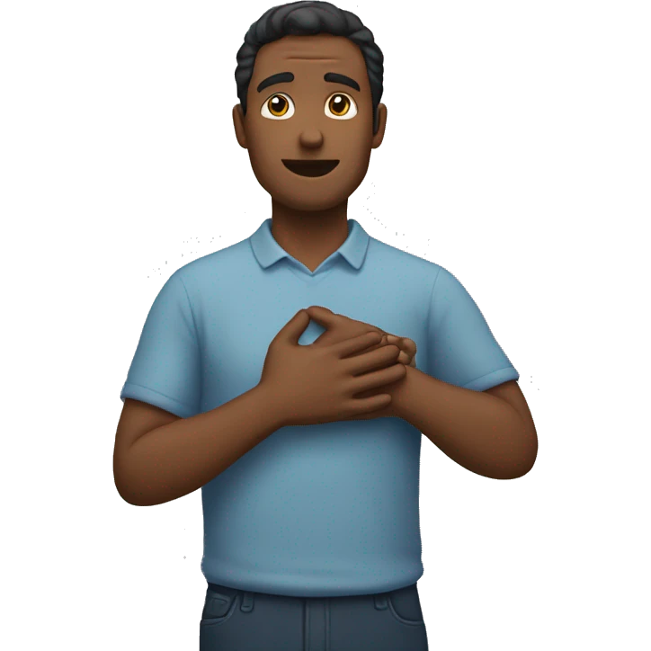 A man putting his right hand on his heart emoji