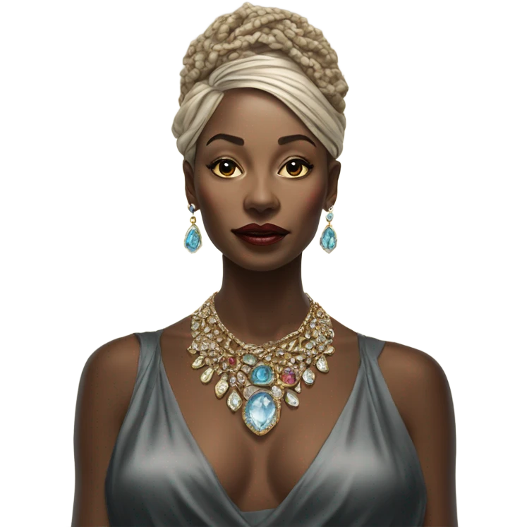 Hyper Realistic lady portrait wearing beautiful jewelry emoji