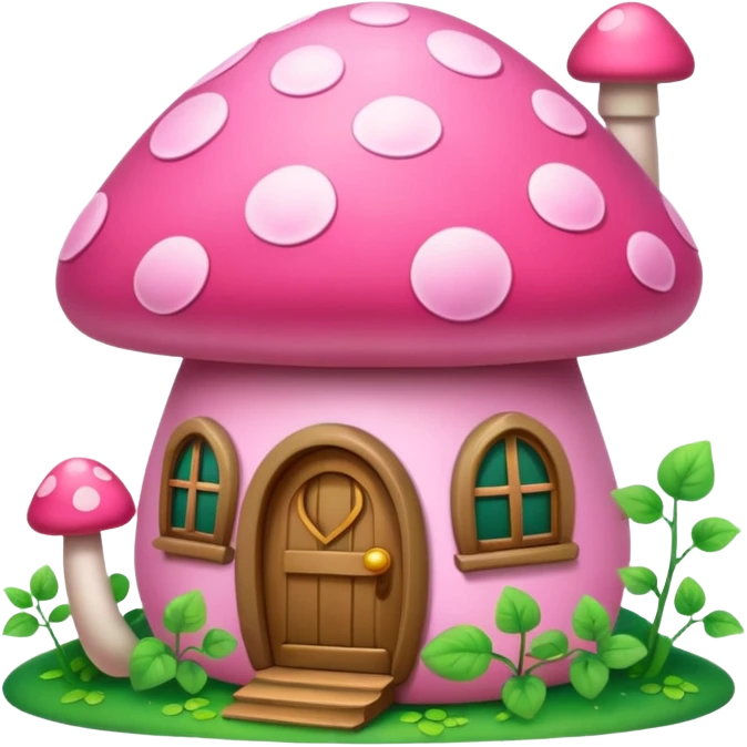 Pink girly mushroom house covered in vines emoji