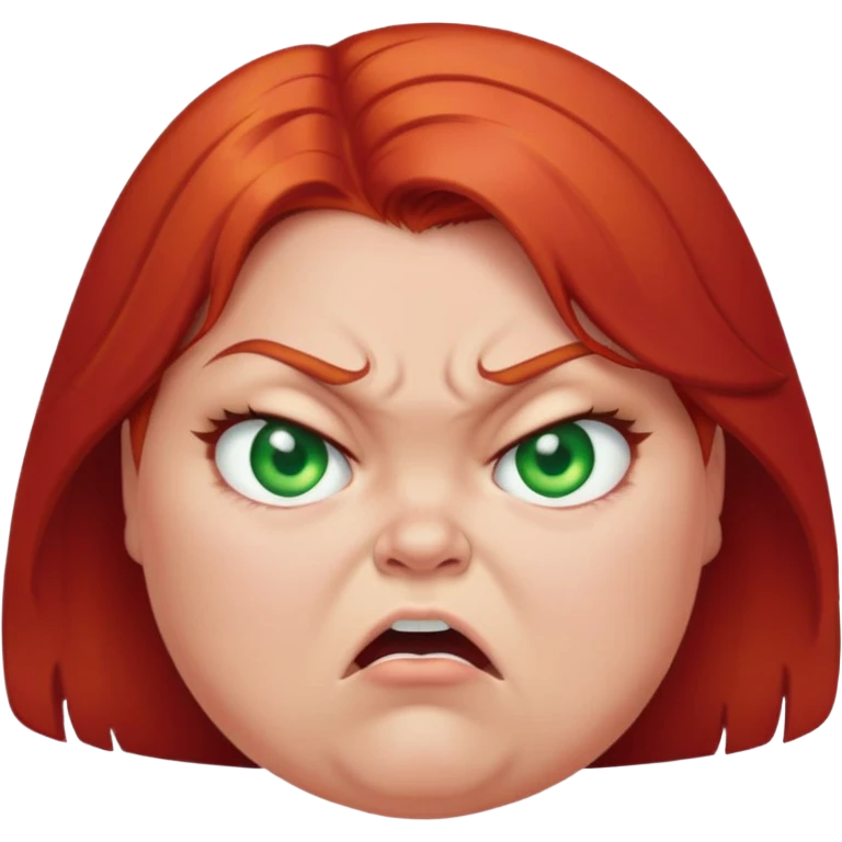 angry overweight girl with red hair and green eyes emoji