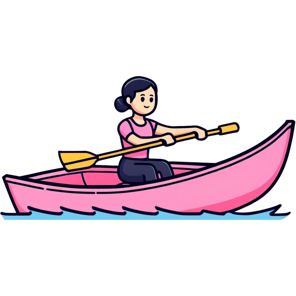 woman rowing a pink boat emoji