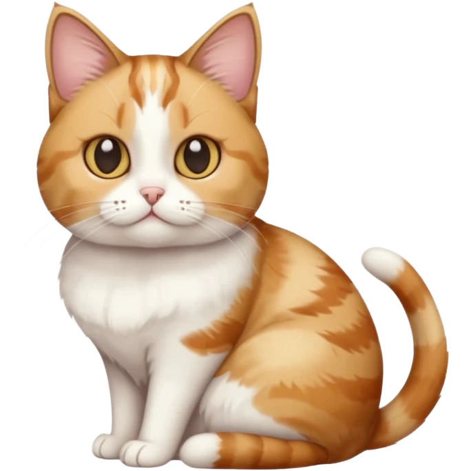 full body calico tabby + white cat with tiny head and fat body emoji