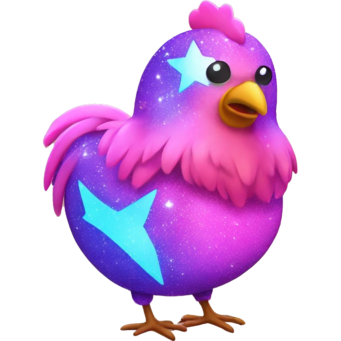 Kawaii neon star glitter chicken with big butt emoji    emoji
