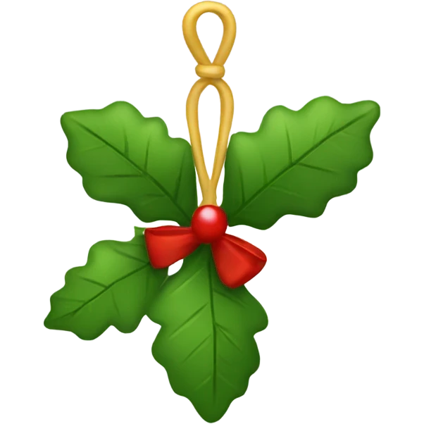 Mistletoe hanging with bow emoji