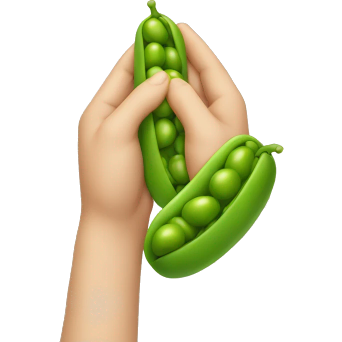 a bean holding hands with a pea emoji
