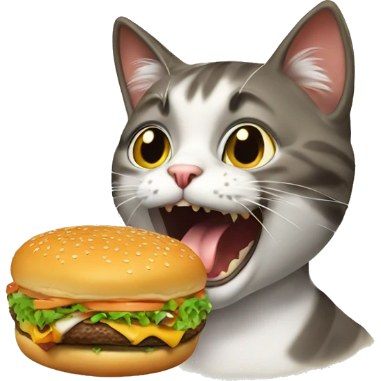 Cat eating burger emoji