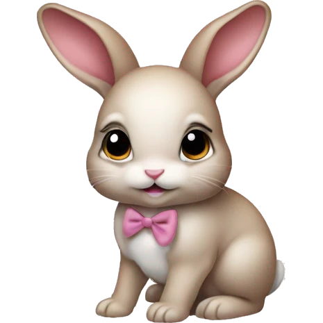 Baby bunny with coquette bow on ear emoji