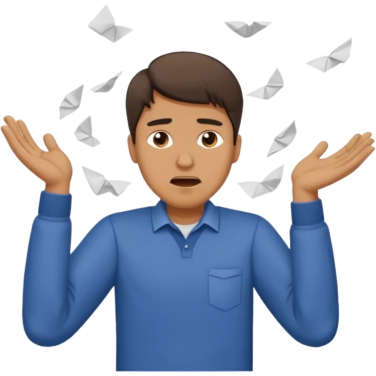A man throwing papers in the air in frustration  emoji