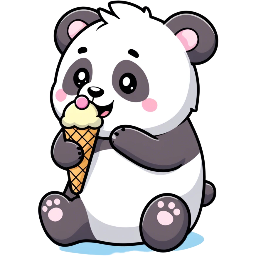Panda eating ice cream emoji