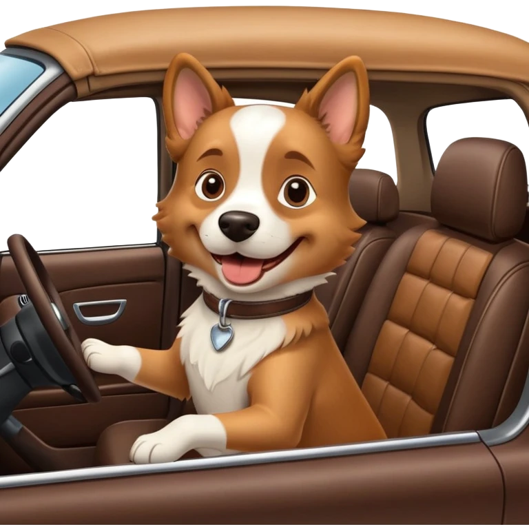 a dog driving in the car emoji