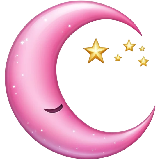 shiny pink crescent moon with sparkles emoji
